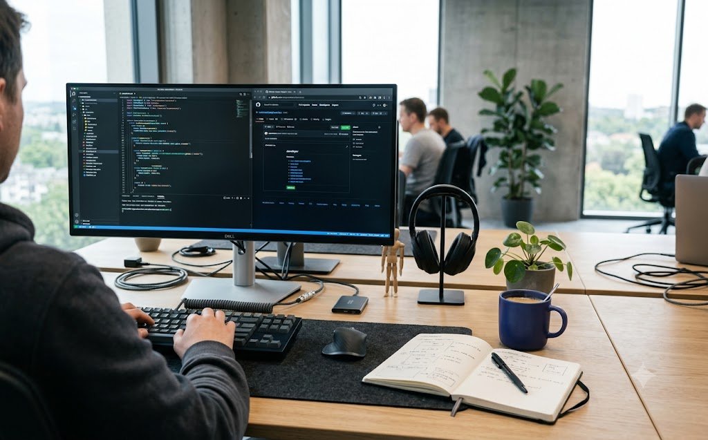 Developer building custom software